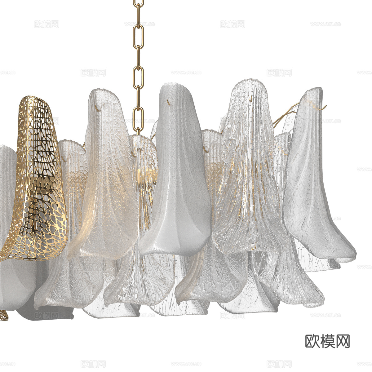 现代意式轻奢金属玻璃装饰吊灯3d模型