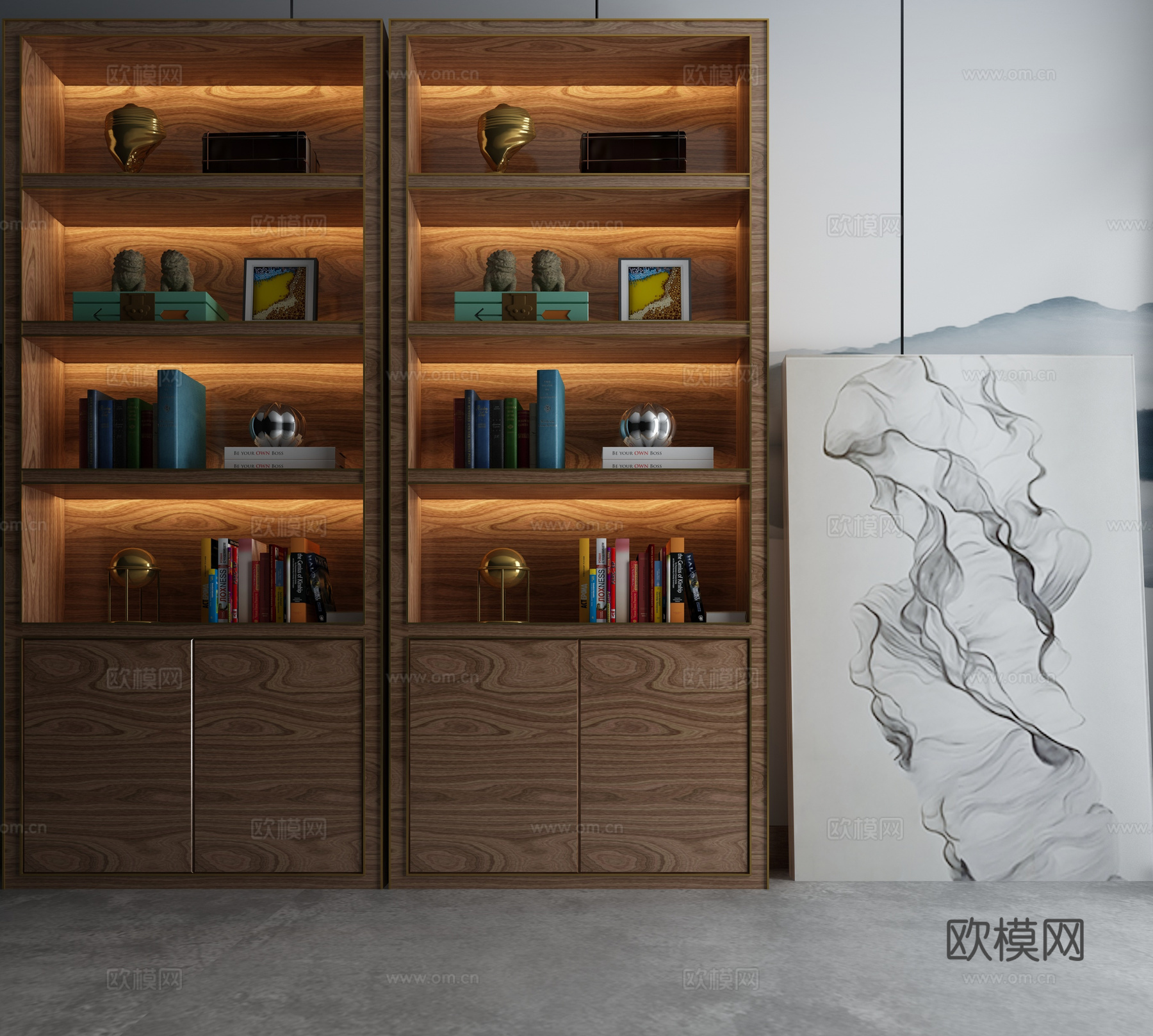 新中式装饰柜组合3d模型