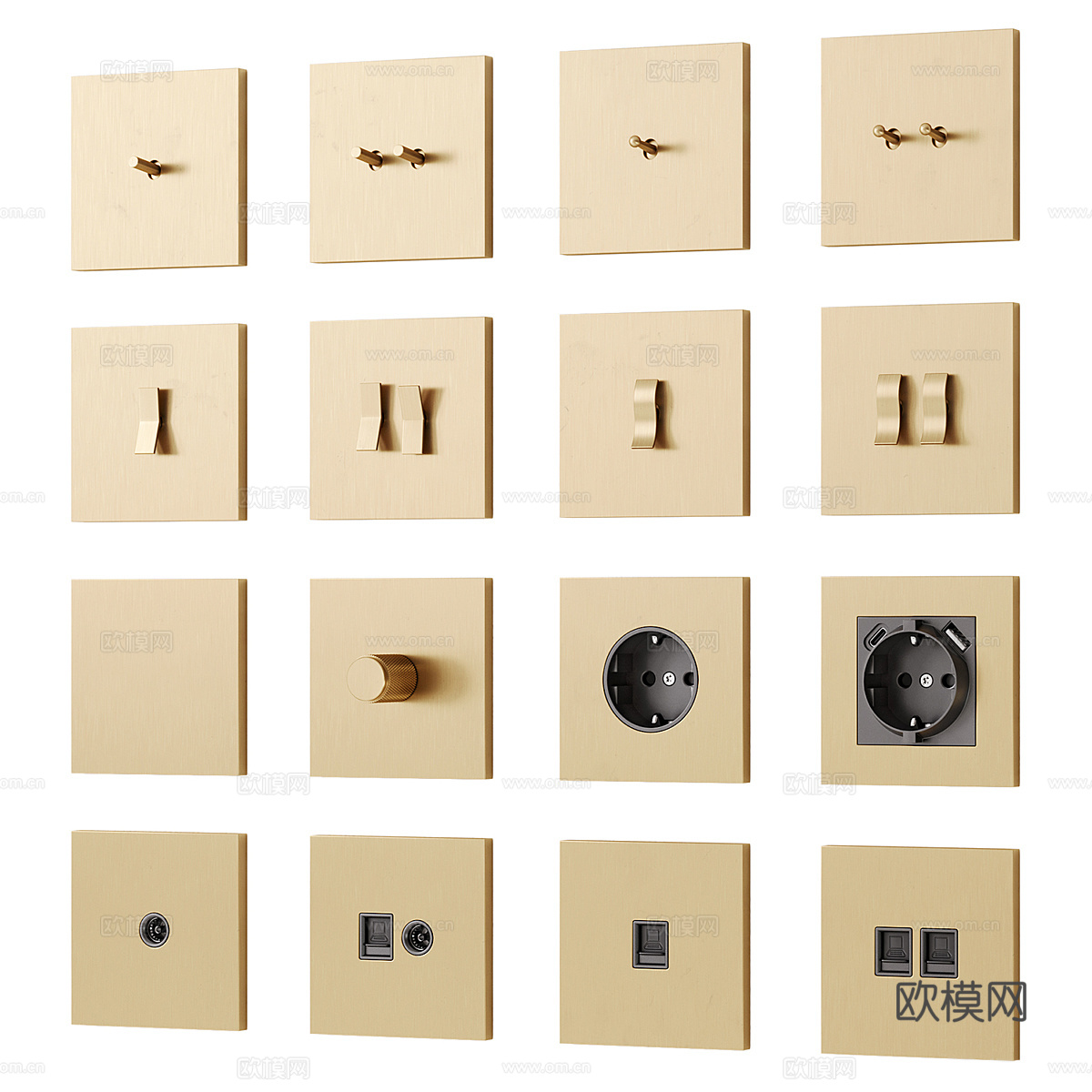 现代意式轻奢 Donel N96 系列开关插座3d模型下载（渲染图3）