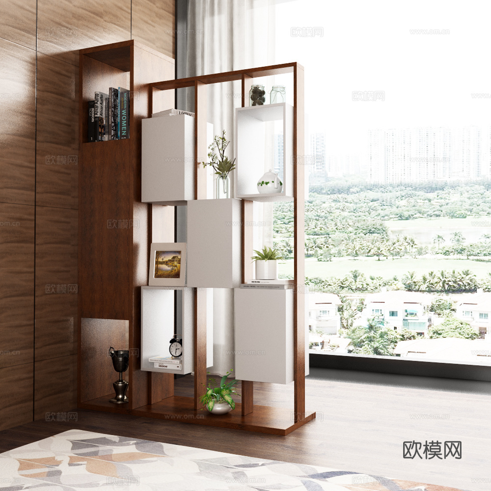 现代玄关柜装饰柜饰品地毯3d模型