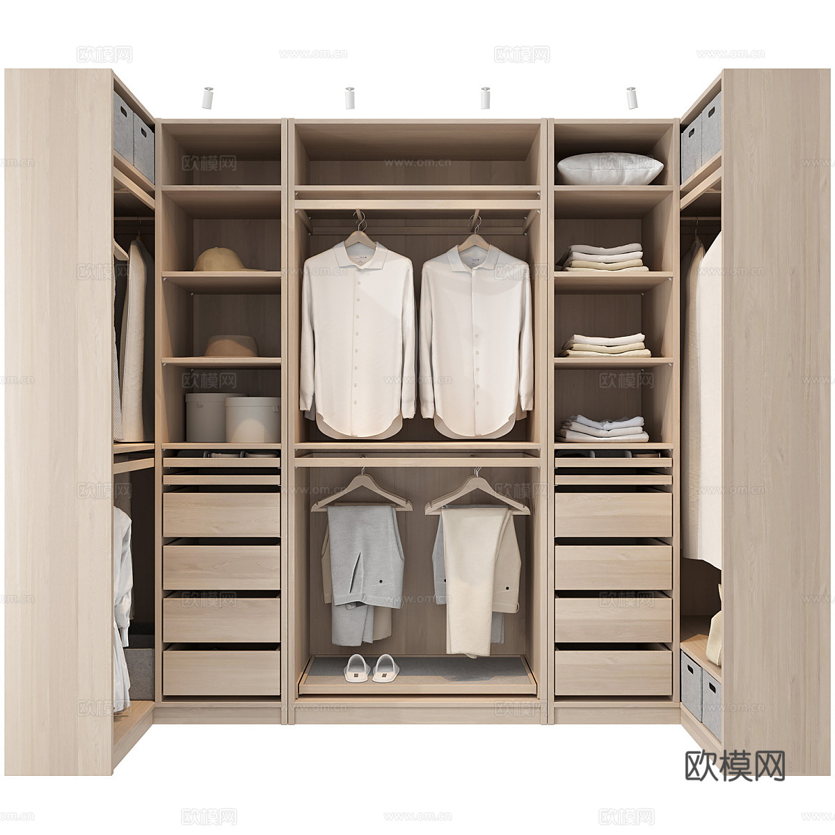 现代意式极简转角开放衣柜3d模型