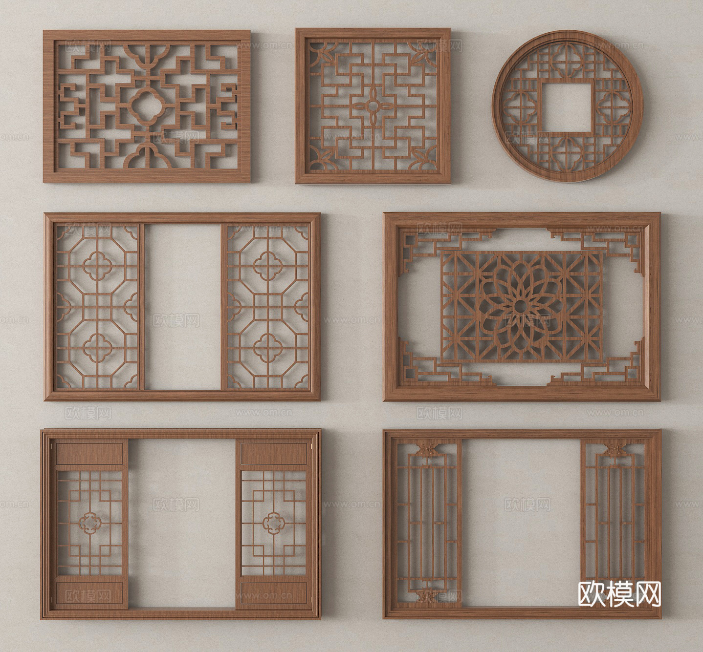 窗户 花格窗 镂空窗 平开窗su模型
