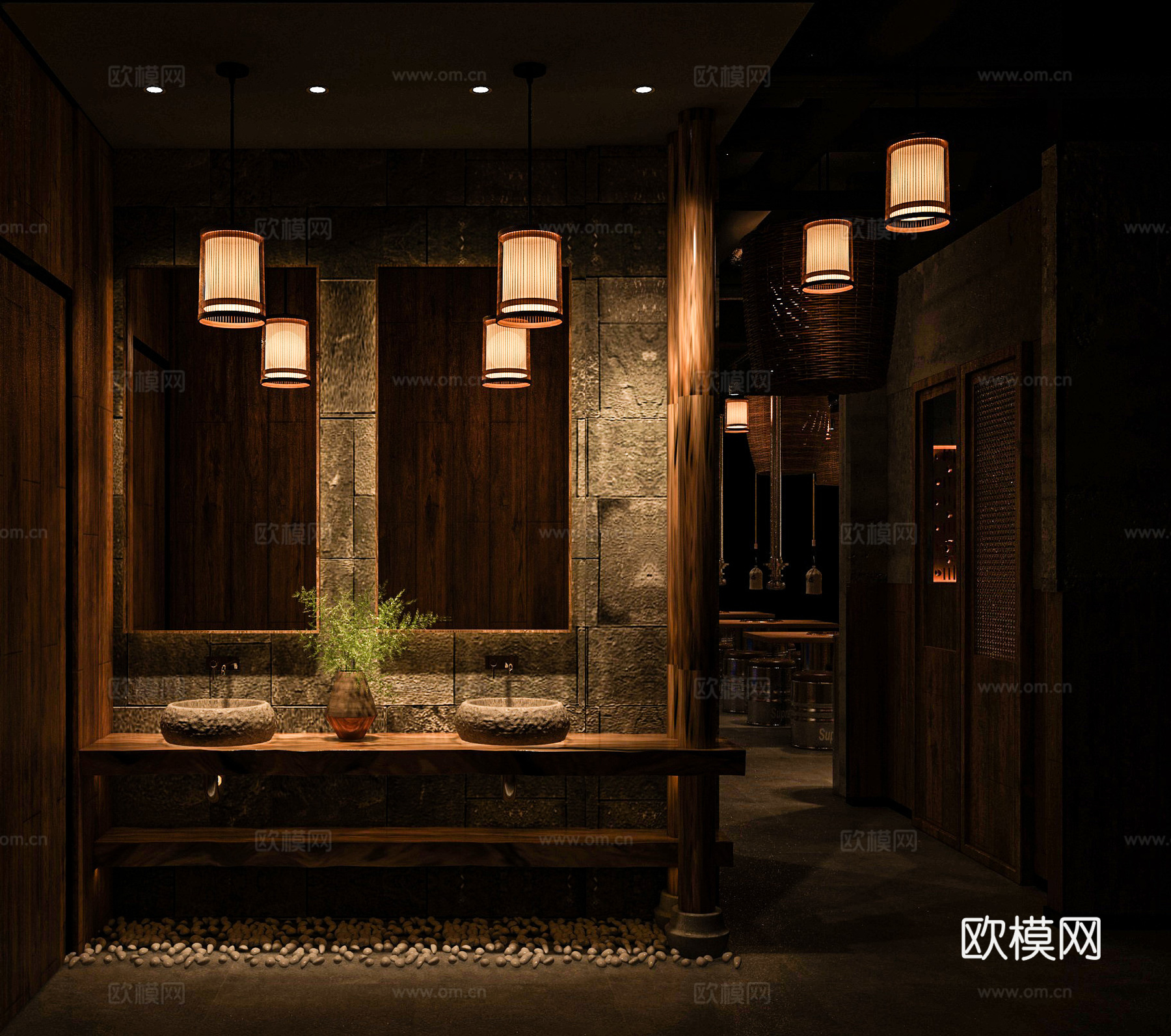 原木风烤肉店3d模型