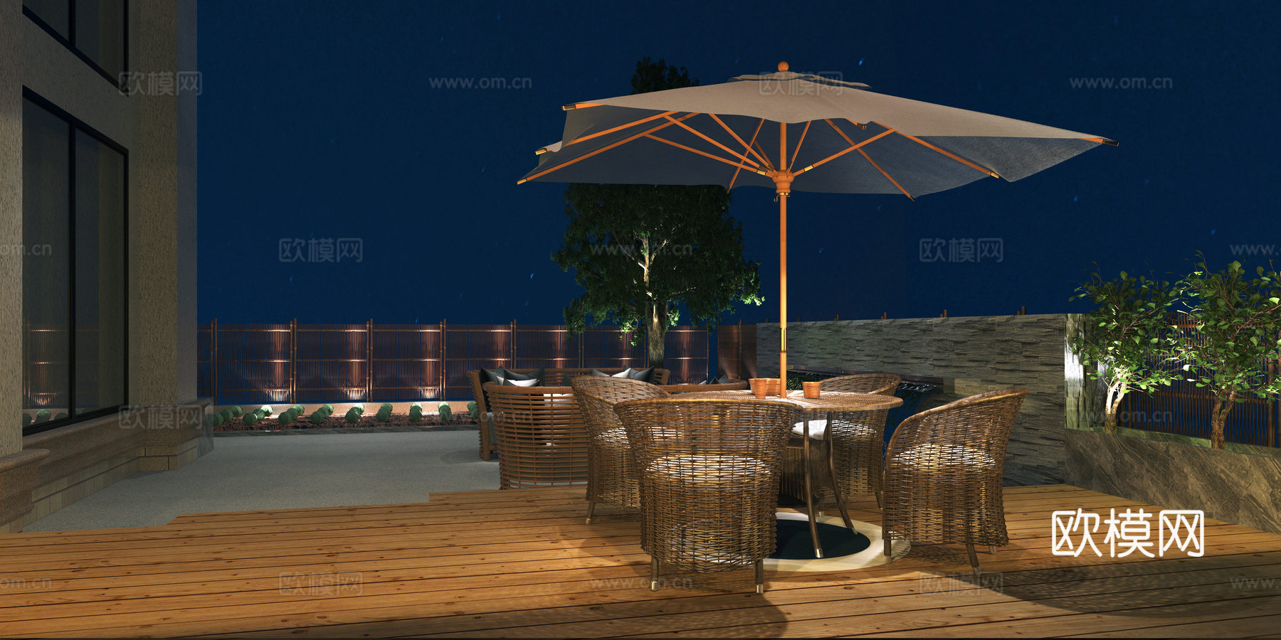 现代别墅 室外景观 休闲桌椅3d模型