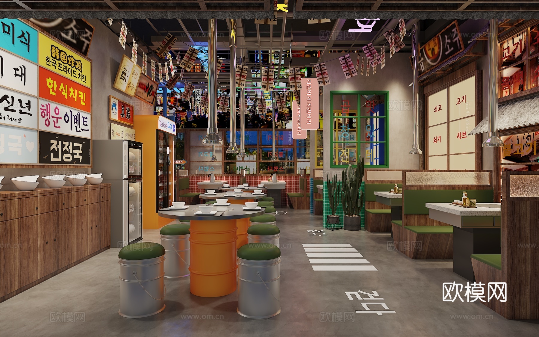料理店 韩式料3d模型下载（渲染图1）