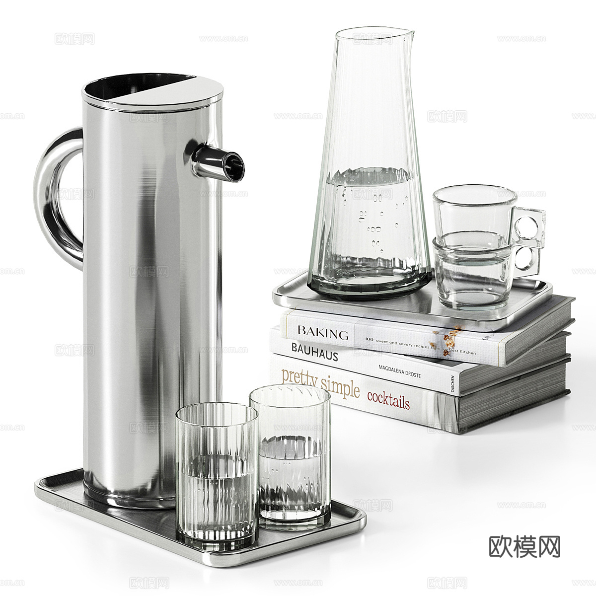 现代意式极简茶具装饰套装3d模型