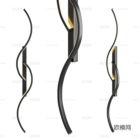 現(xiàn)代極簡線性金屬壁燈3d模型下載(渲染圖1)