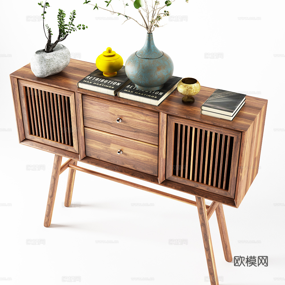 现代边柜装饰柜饰品3d模型
