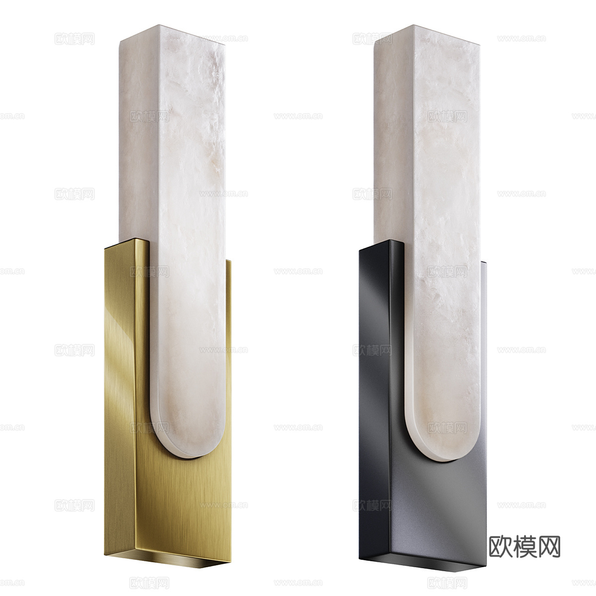 新中式轻奢透光石长条壁灯3d模型