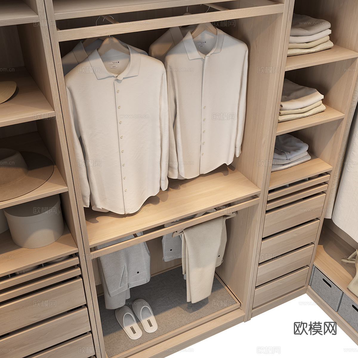 现代意式极简转角开放衣柜3d模型