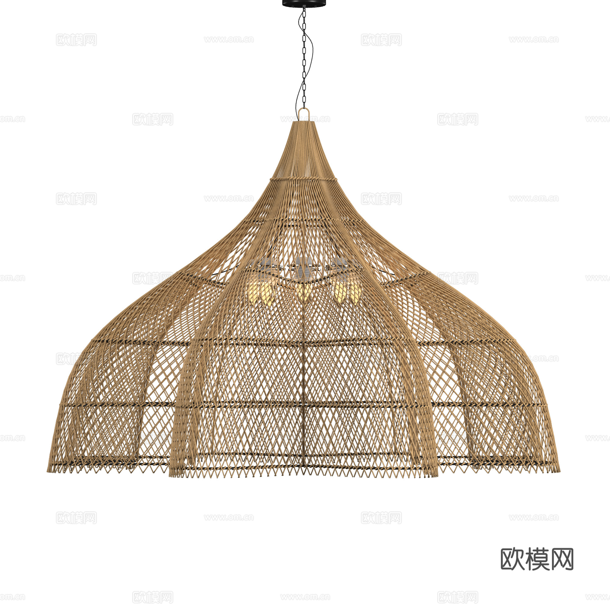 新中式侘寂藤编装饰吊灯3d模型