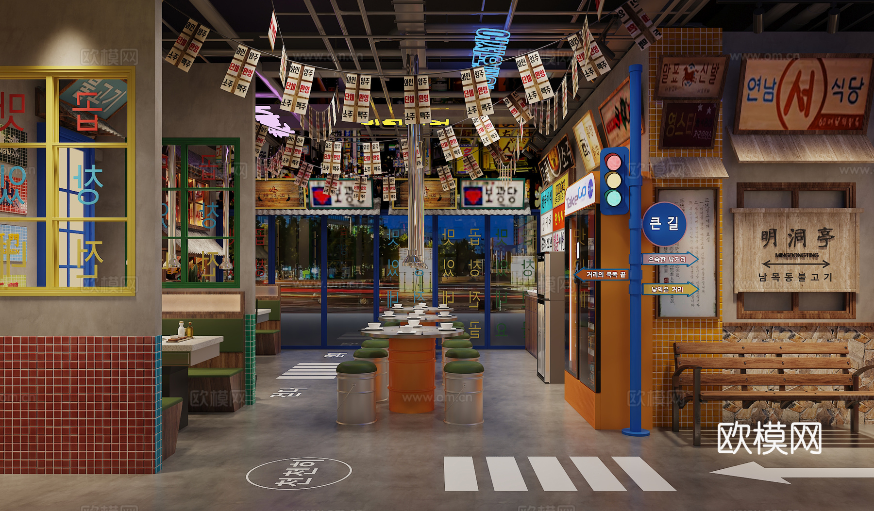 料理店 韩式料3d模型下载（渲染图2）