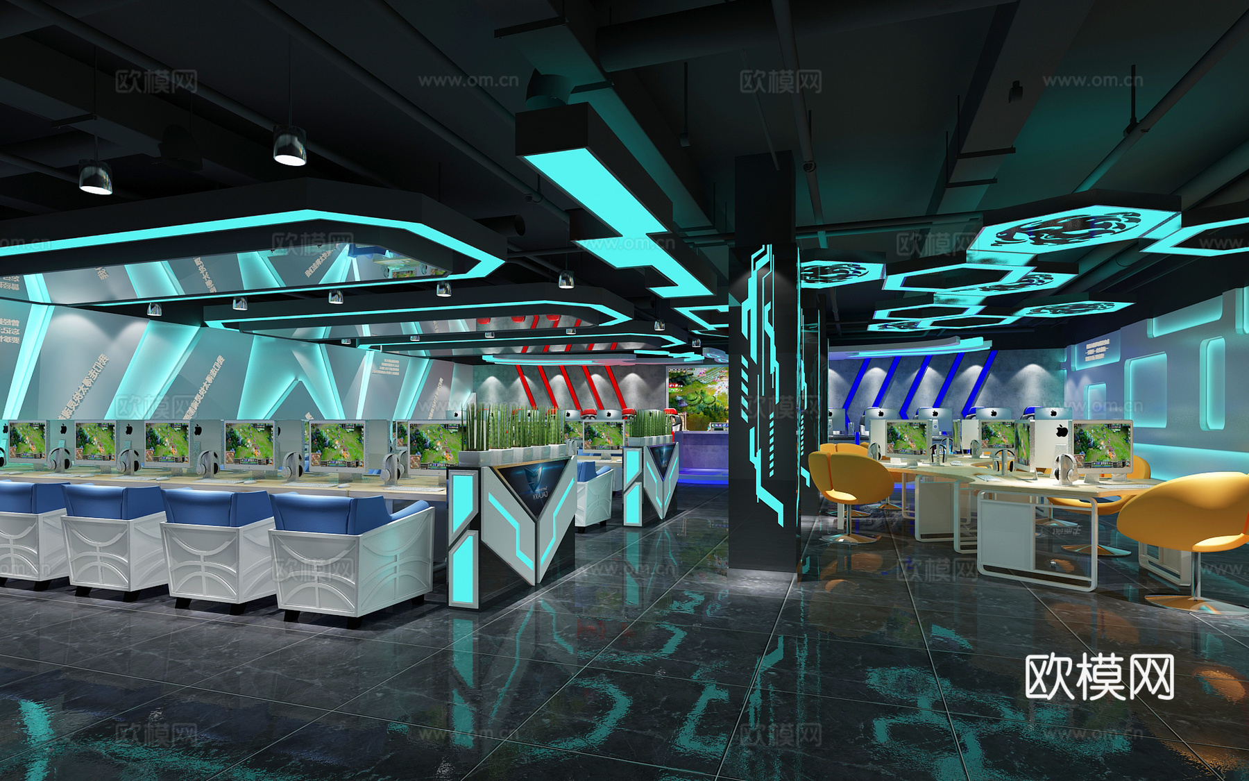 现代休闲网吧3d模型