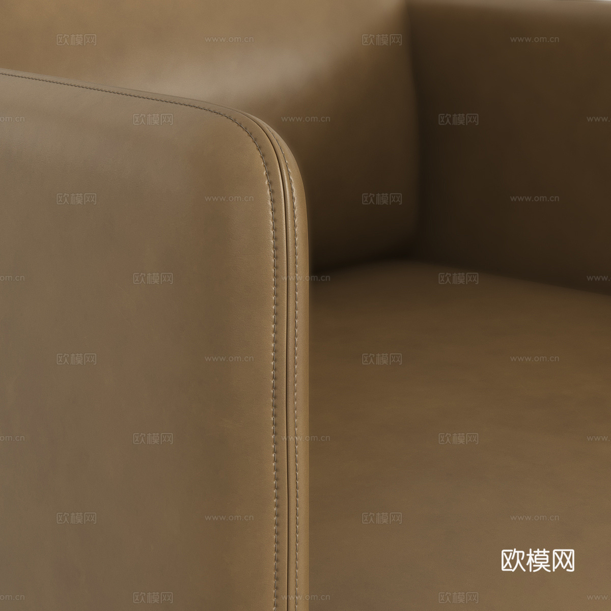 现代意式皮革扶手椅3d模型