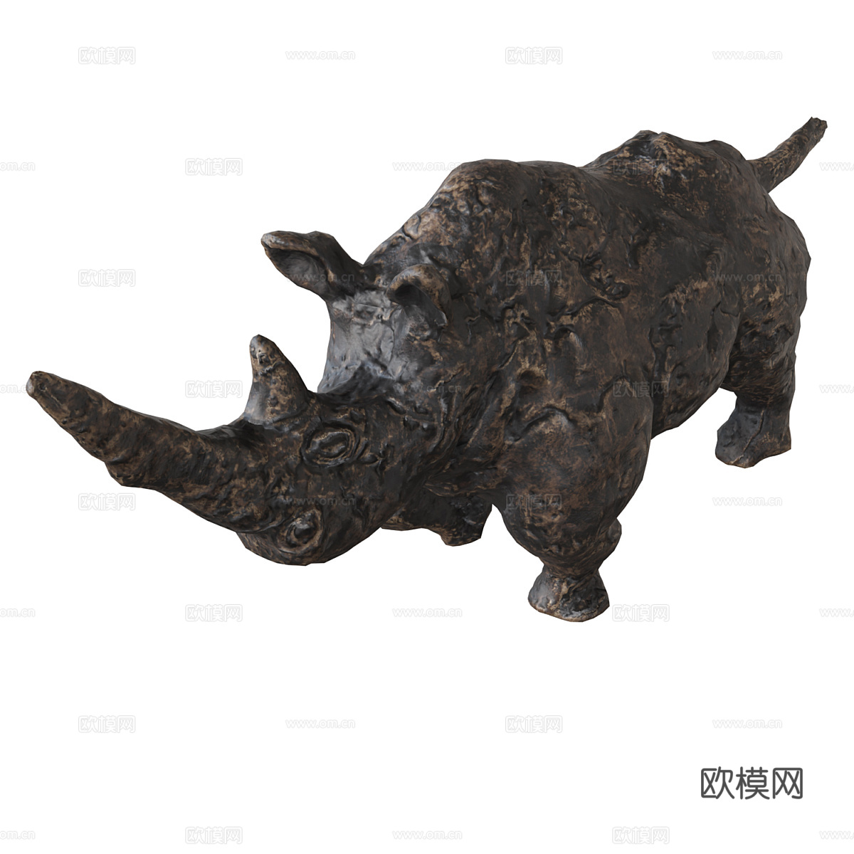 现代犀牛雕塑摆件3d模型