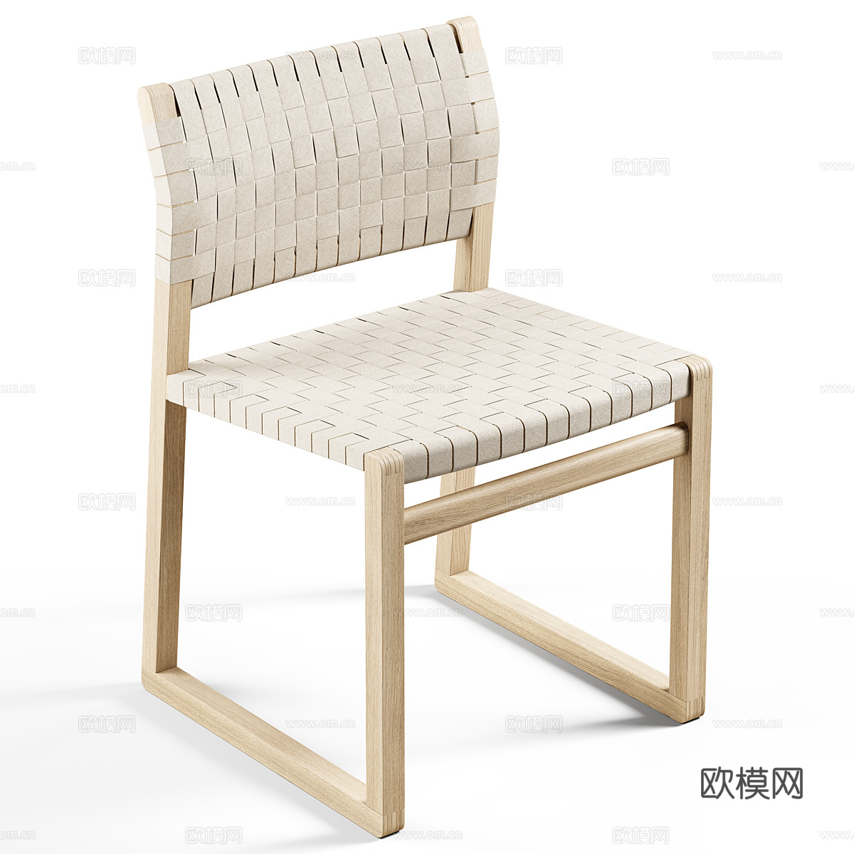 新中式藤编木质单椅3d模型
