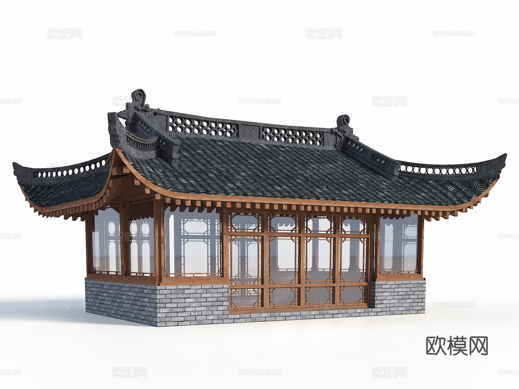 中式水榭 古建亭台 榭轩 古建亭子 园林景观建筑 古建茶馆su模型