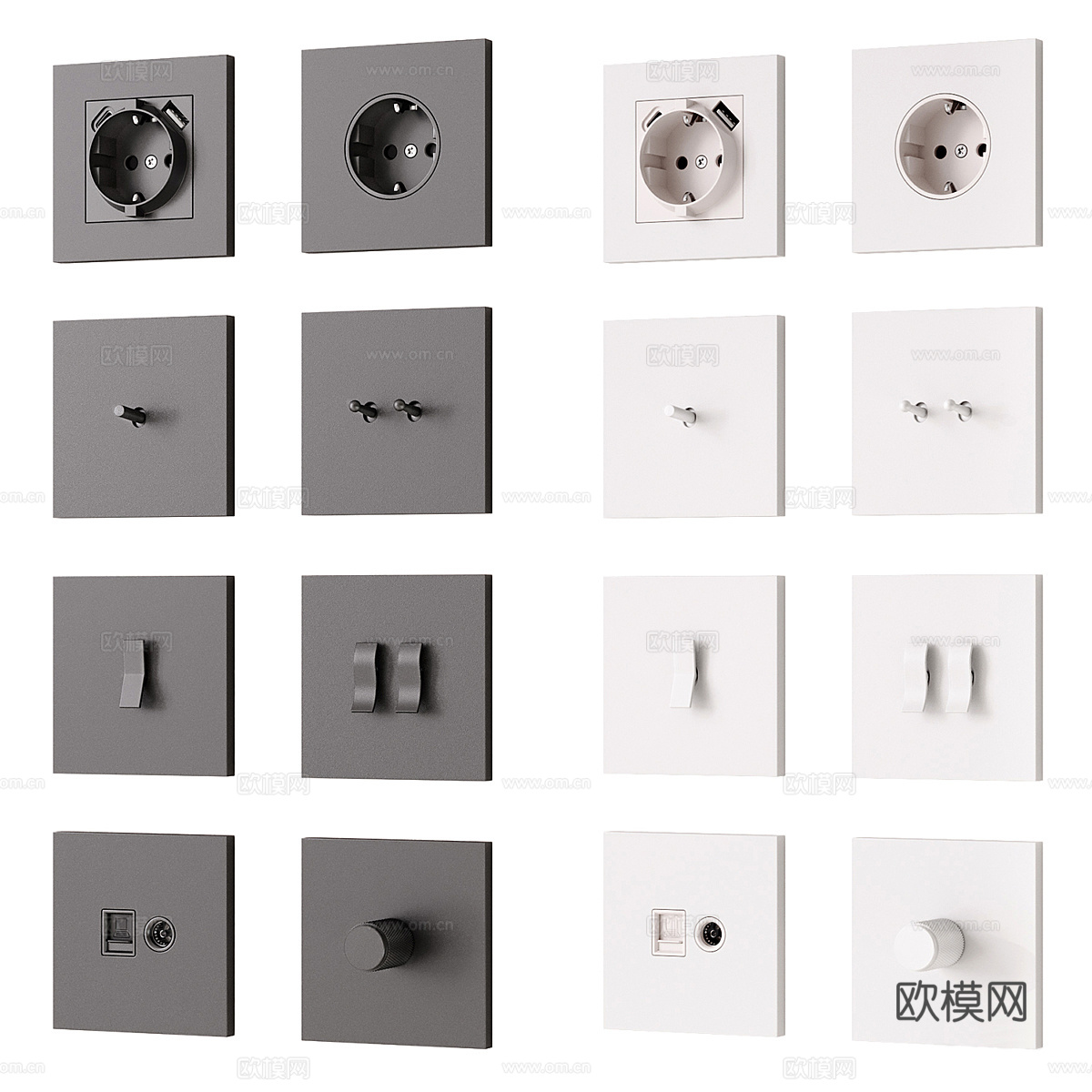 现代意式轻奢 Donel N96 系列开关插座3d模型下载（渲染图4）