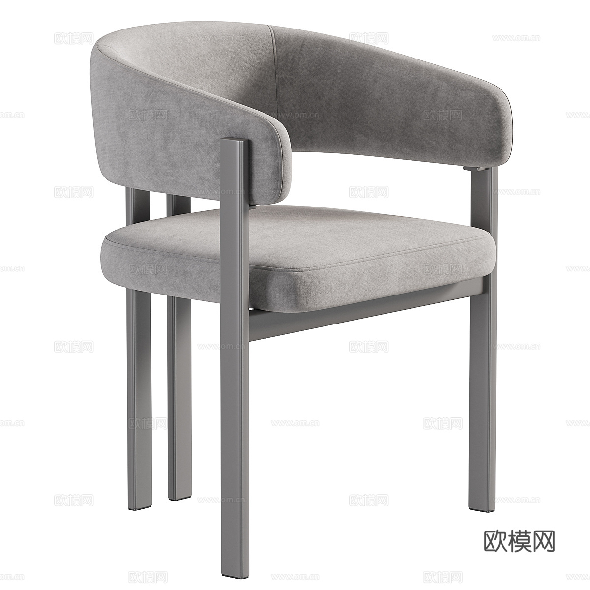 现代意式布艺木质餐椅 书椅3d模型