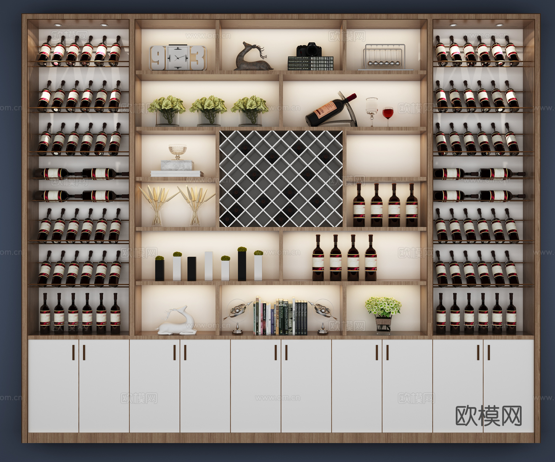 现代北欧酒柜组合3d模型
