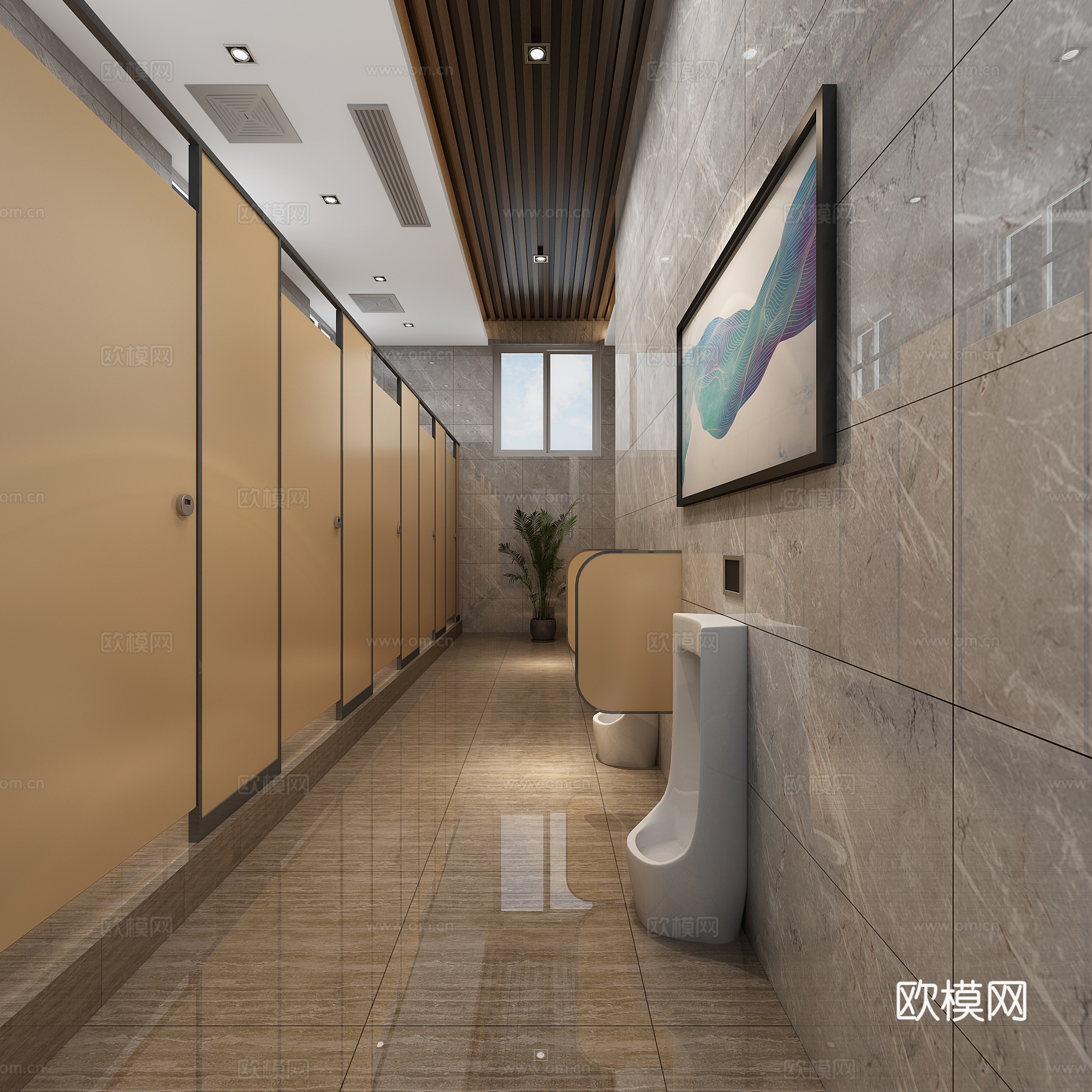现代公共男女卫生间3d模型