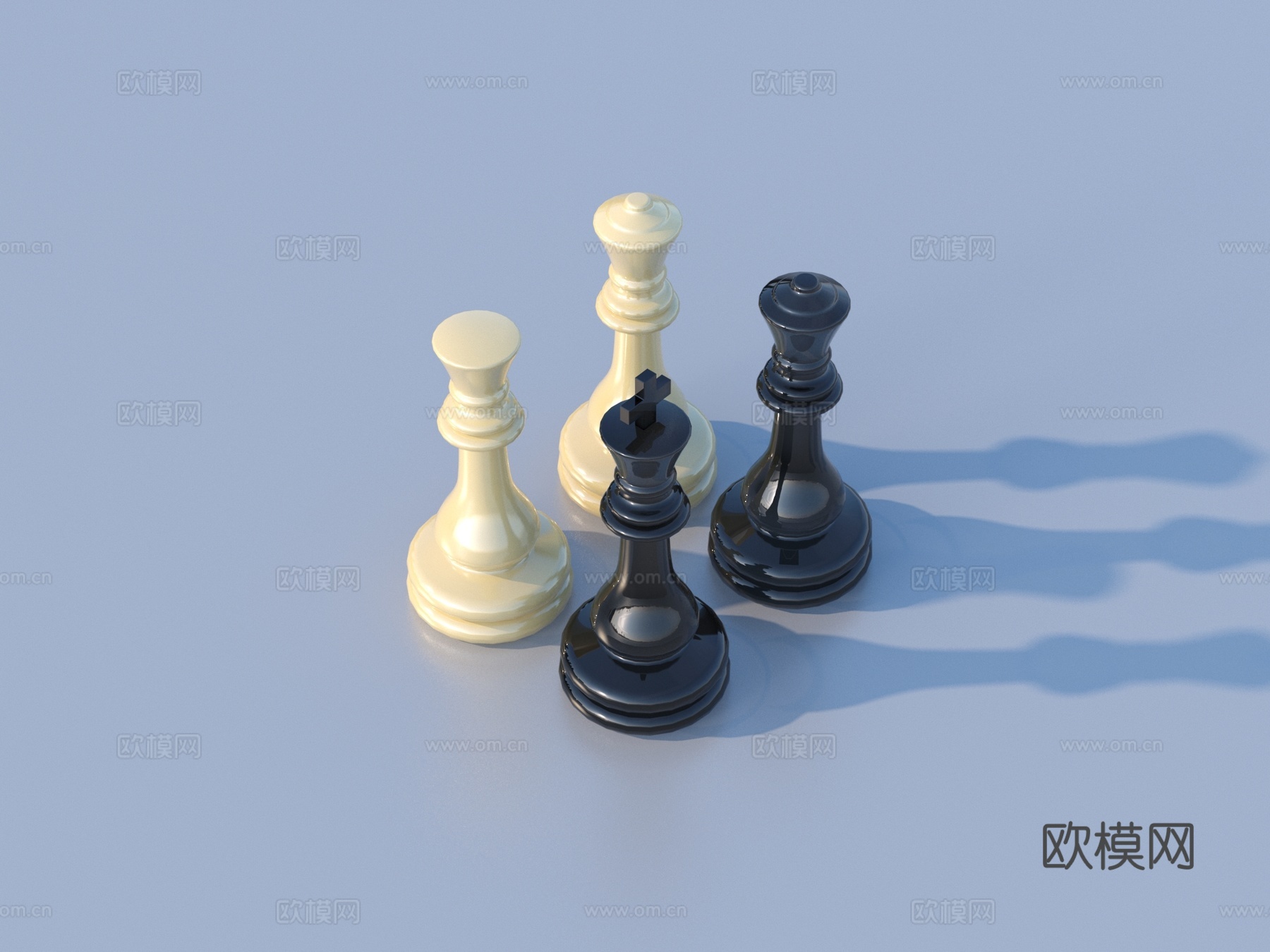 国际象棋 棋盘棋子3d模型
