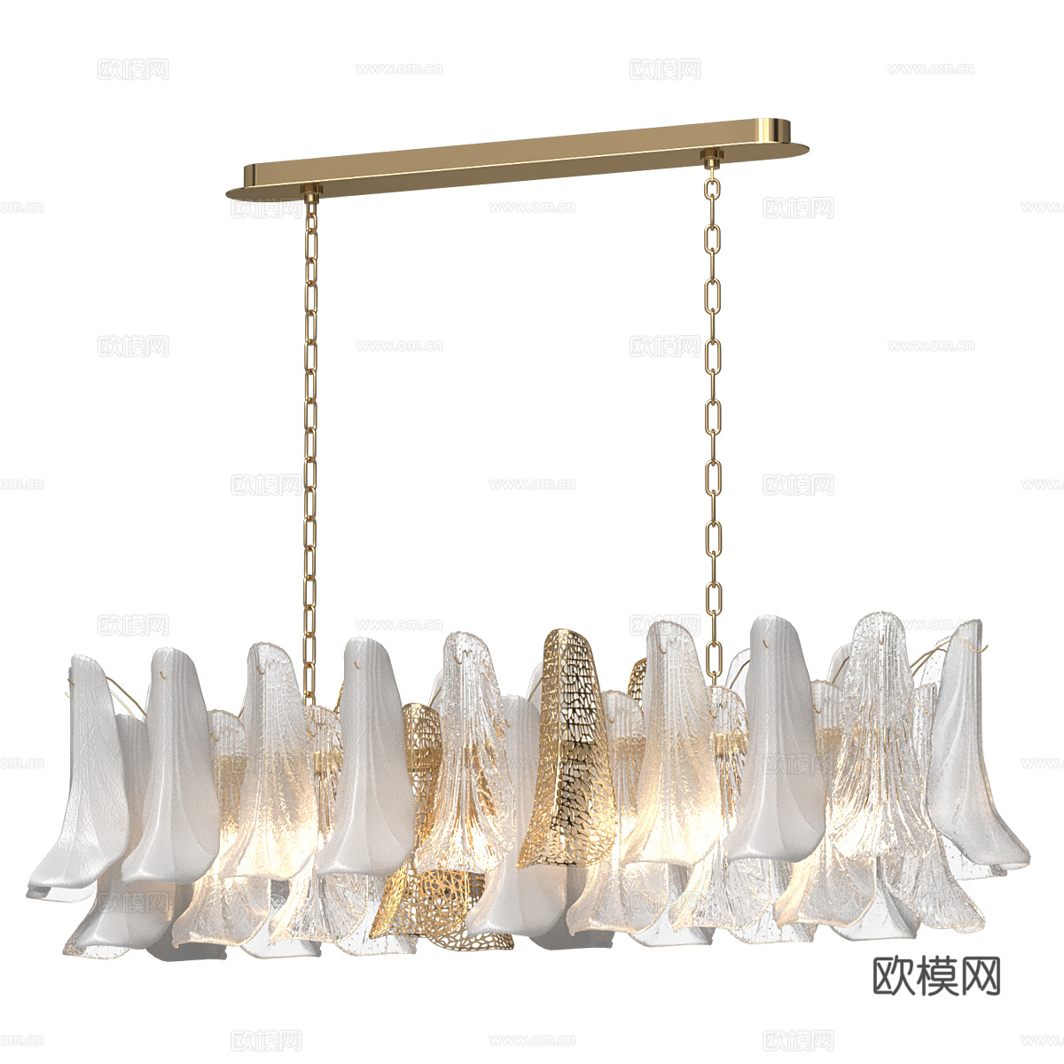现代意式轻奢金属玻璃装饰吊灯3d模型