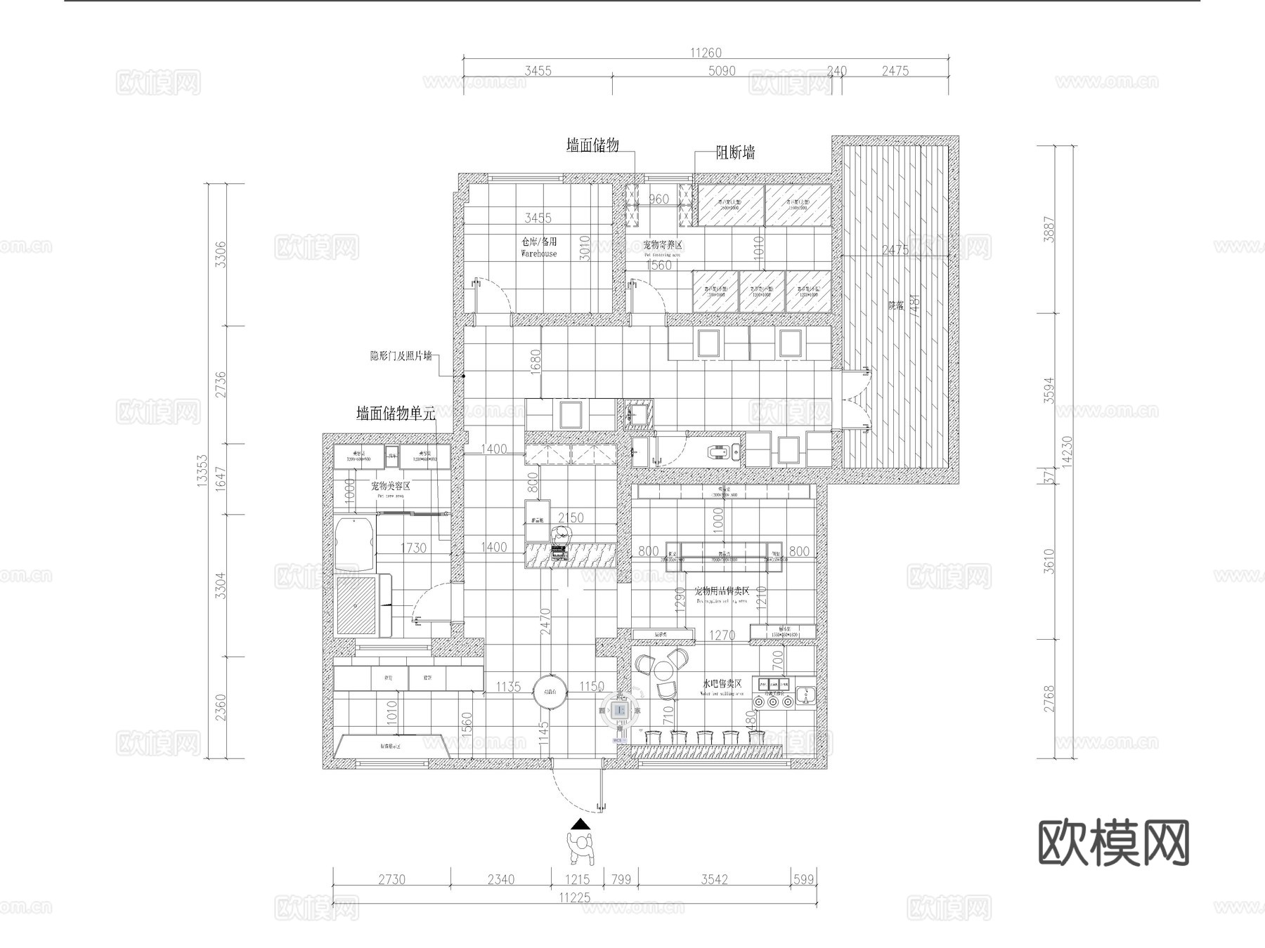 宠物医院 宠物中心 宠物店 猫咖店 宠物诊所 猫狗店cad施工图