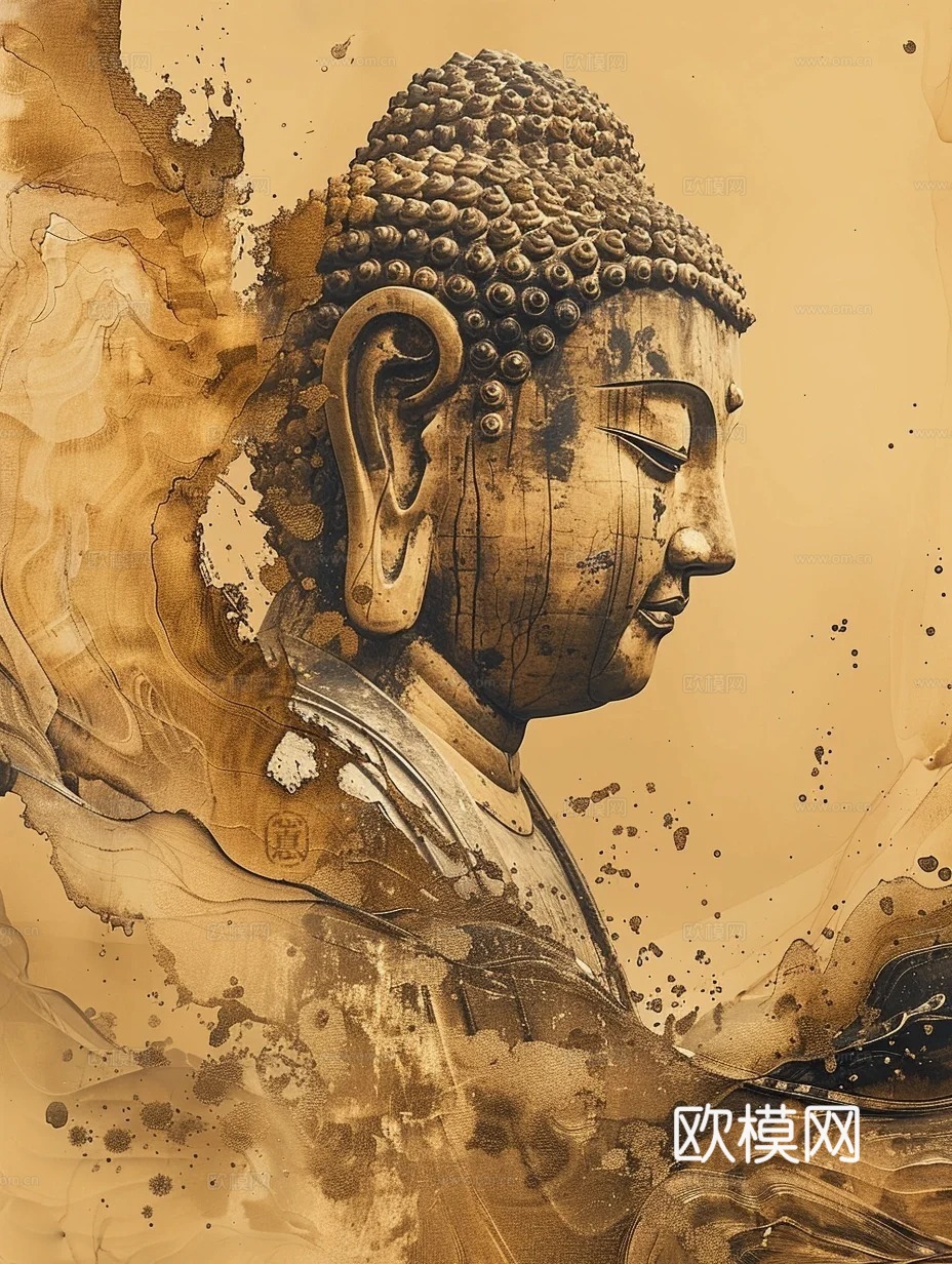 中式侘寂禅意装饰画贴图