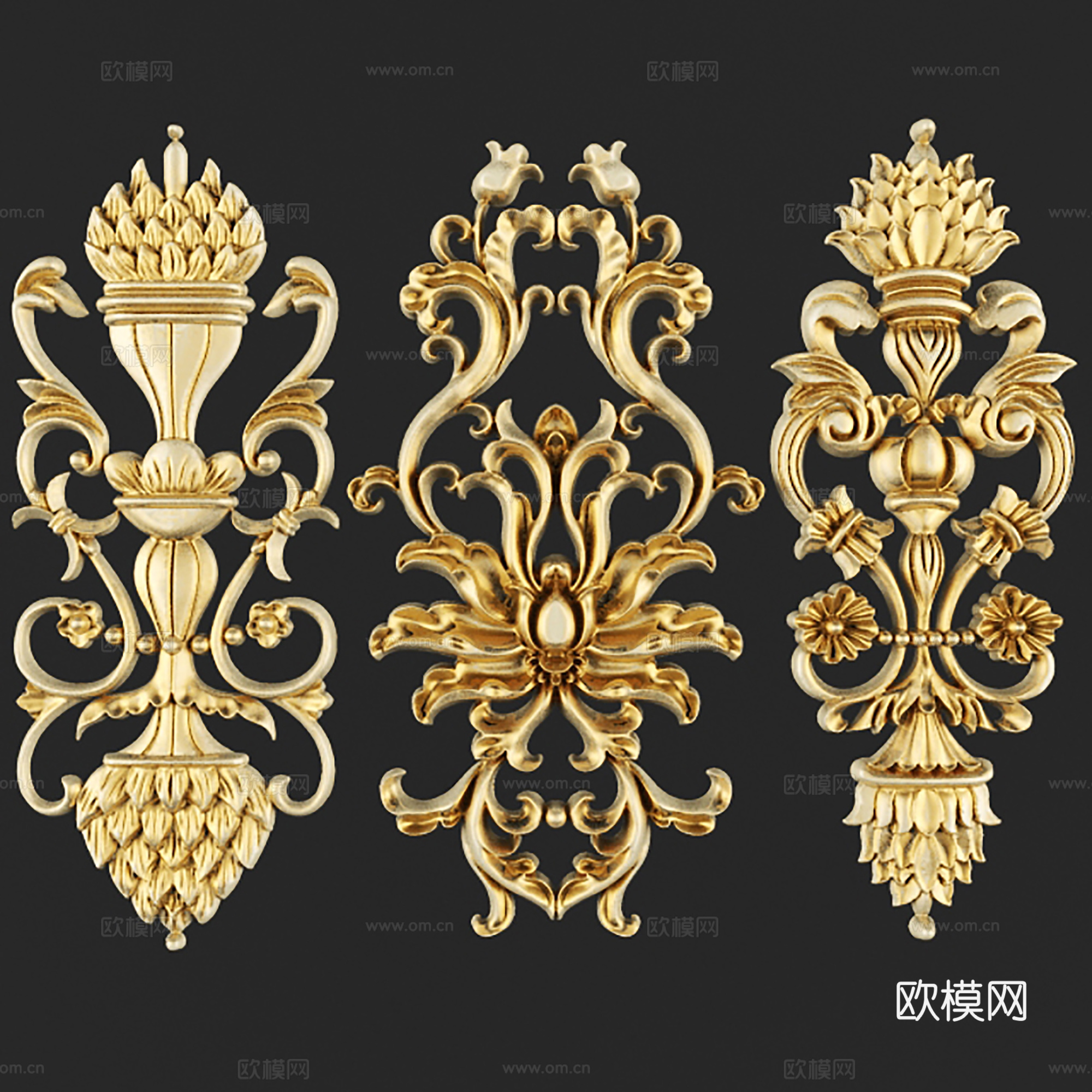 欧式雕花组合角花3d模型