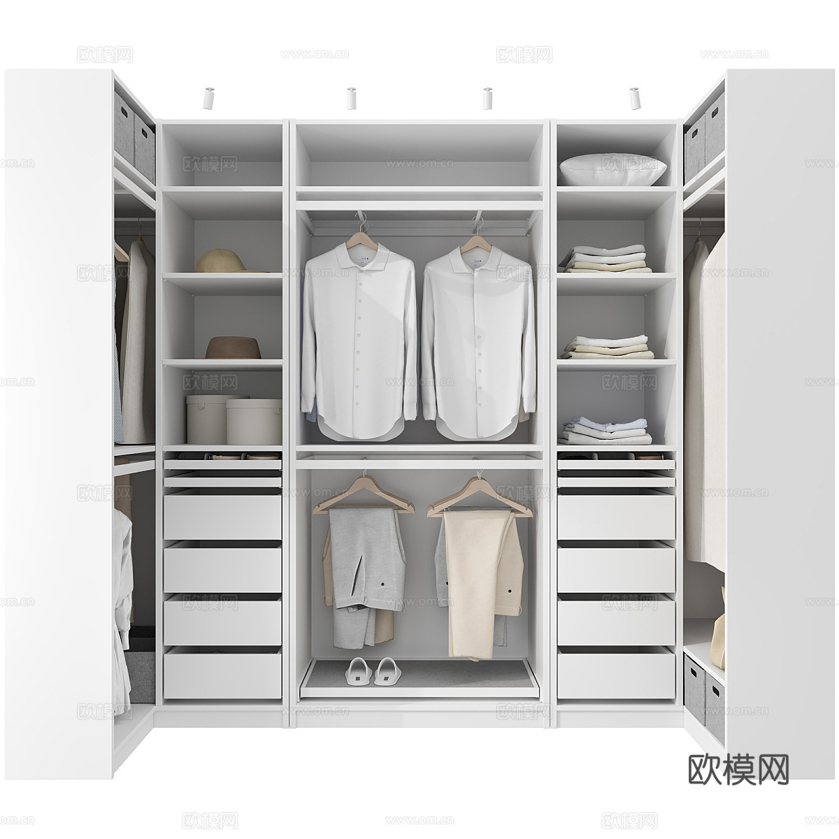 现代意式极简转角开放衣柜3d模型