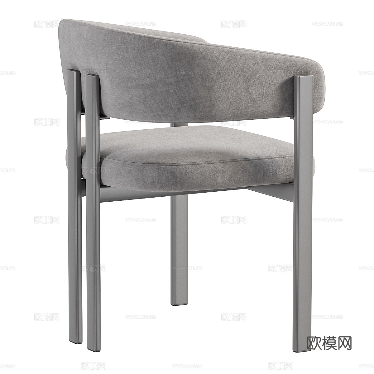 现代意式布艺木质餐椅 书椅3d模型