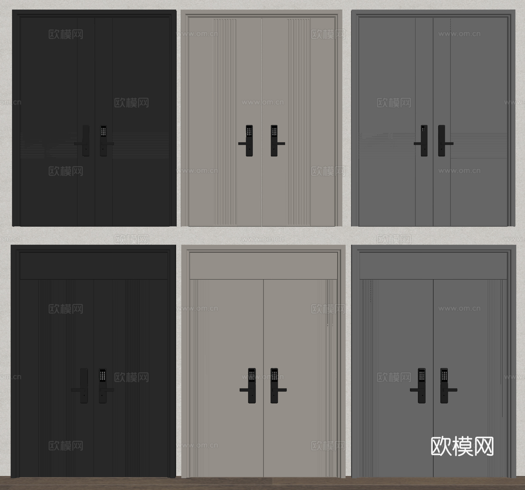 双开门 会议室门su模型