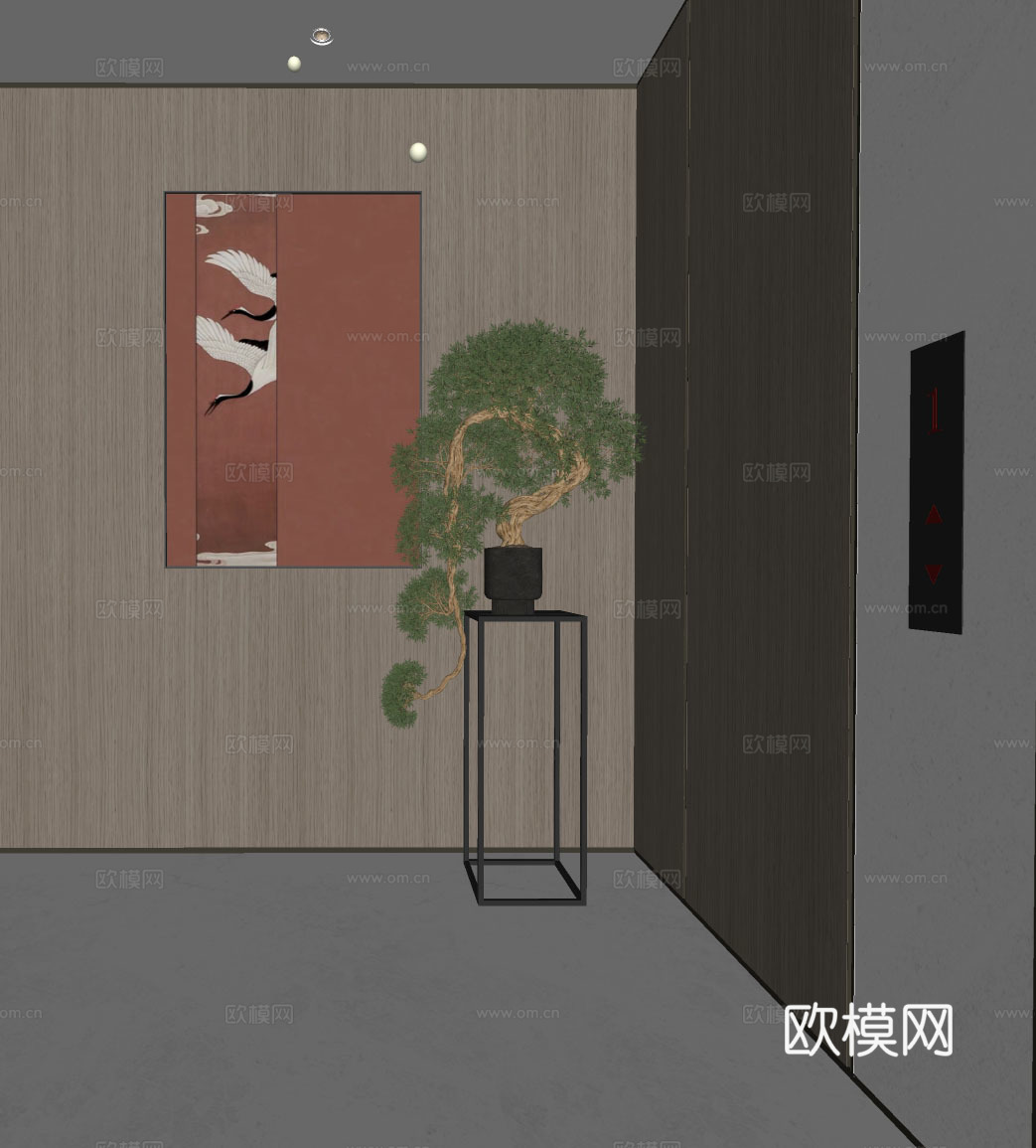 新中式盆栽su模型