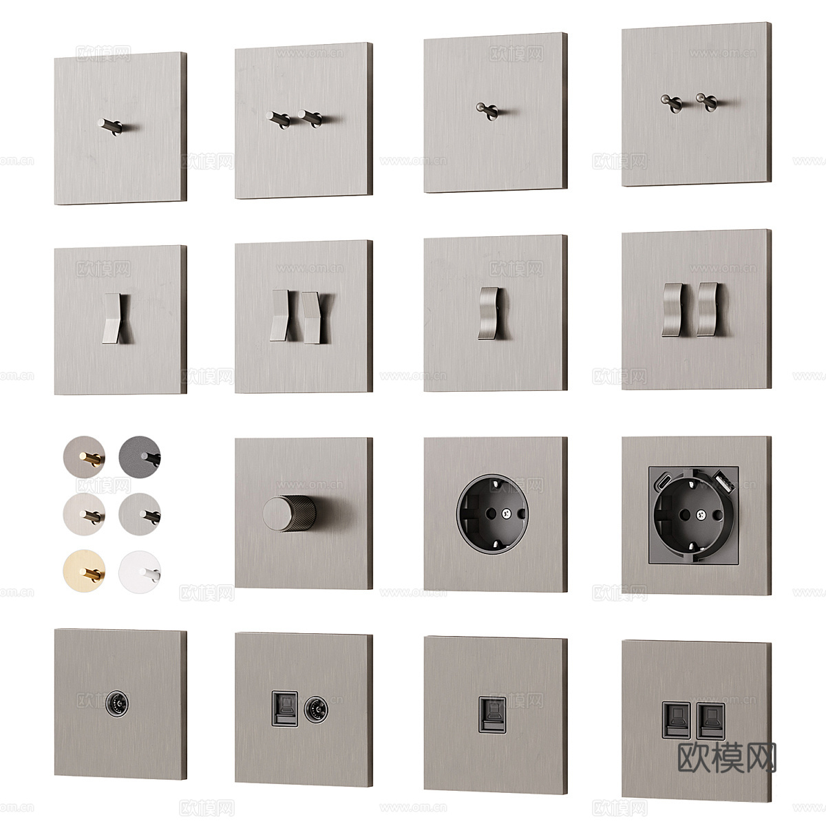 现代意式轻奢 Donel N96 系列开关插座3d模型下载（渲染图1）