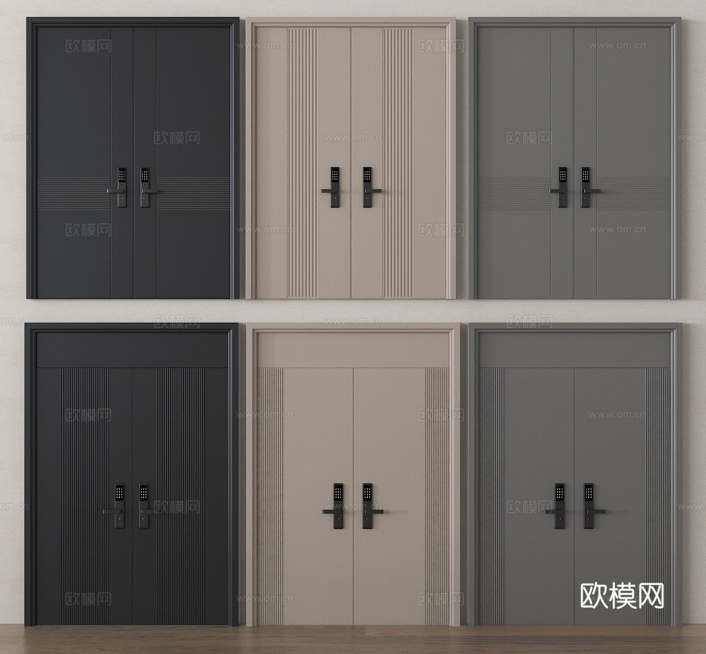 双开门 会议室门3d模型