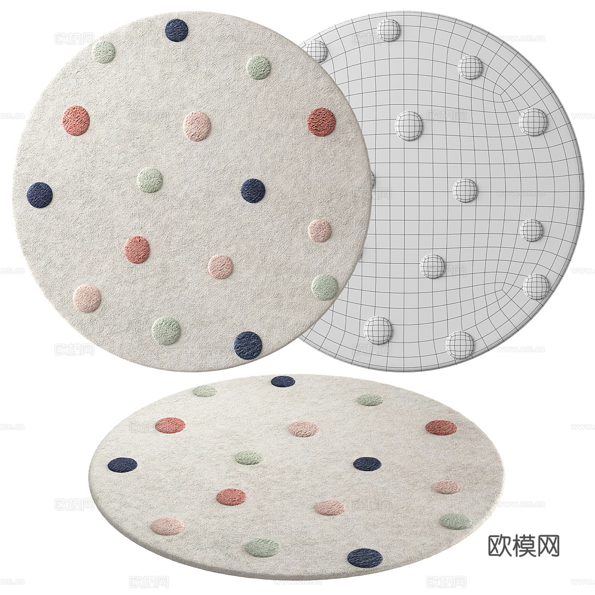 现代奶油风儿童地毯3d模型