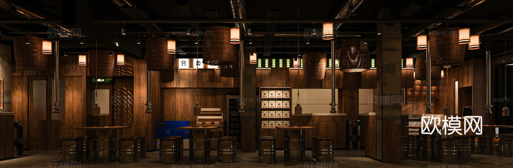 原木风烤肉店3d模型