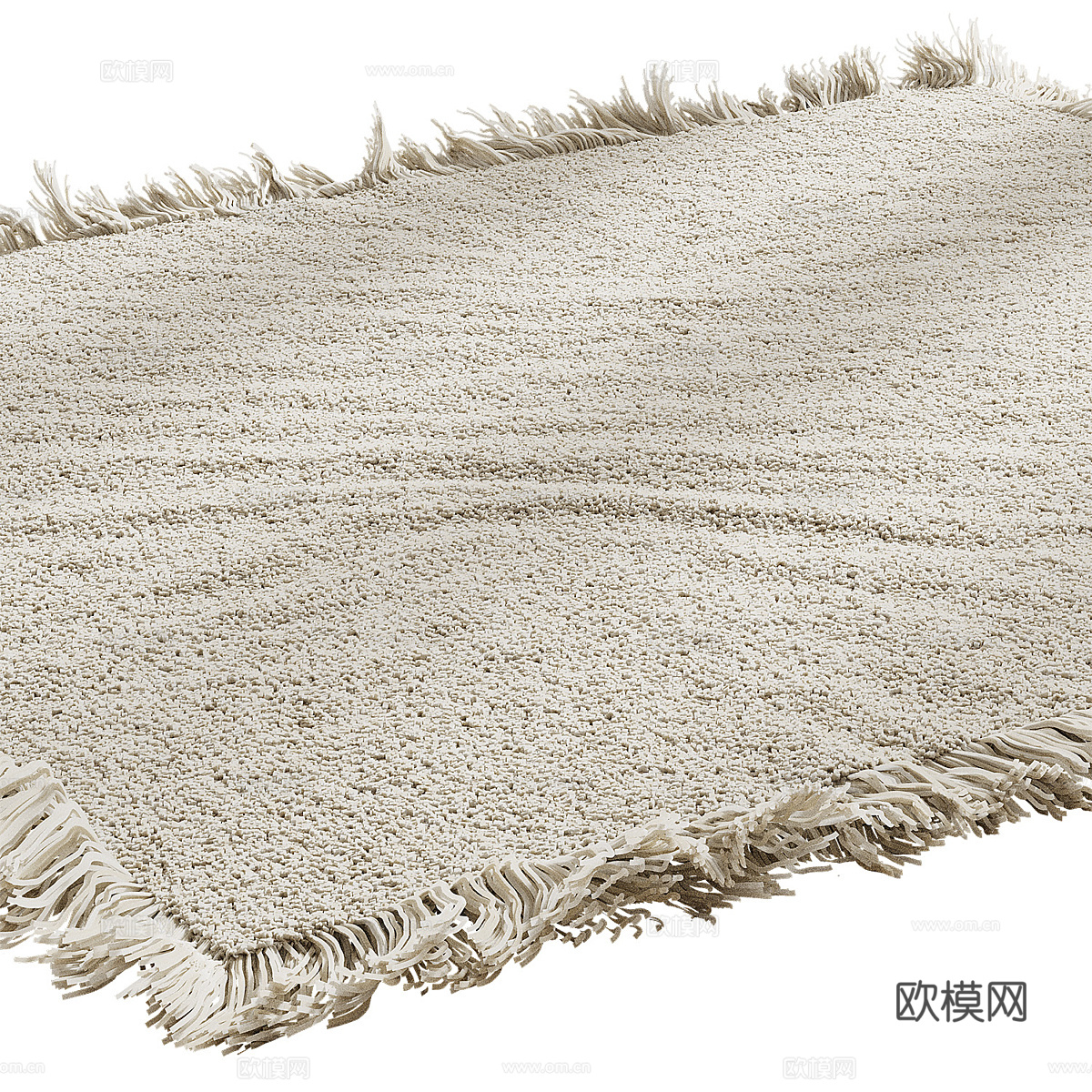 现代奶油风羊毛布艺毛绒地毯3d模型