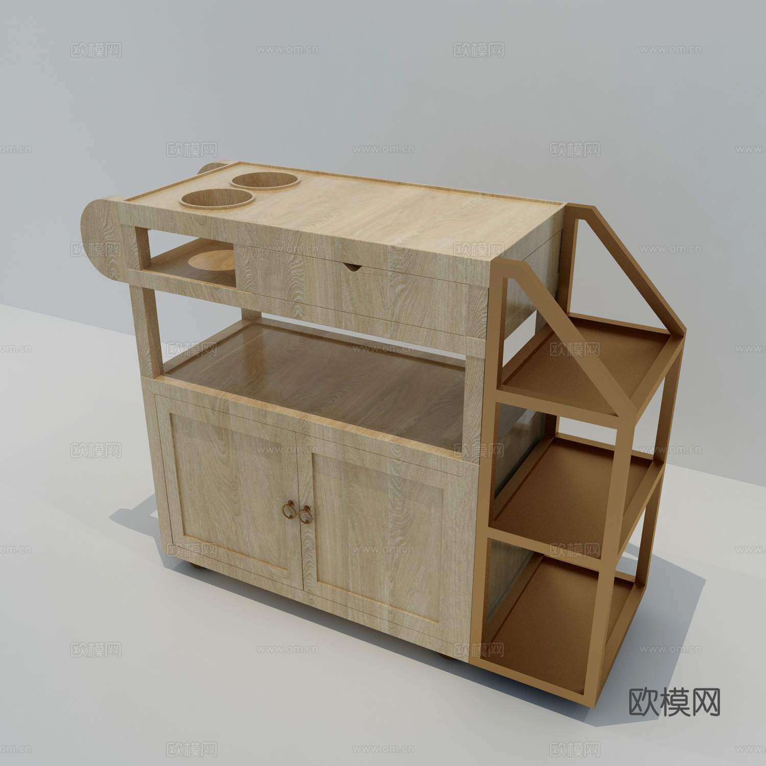 新中式菜架 餐边柜 小车3d模型