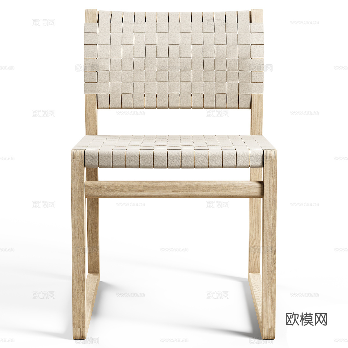 新中式藤编木质单椅3d模型
