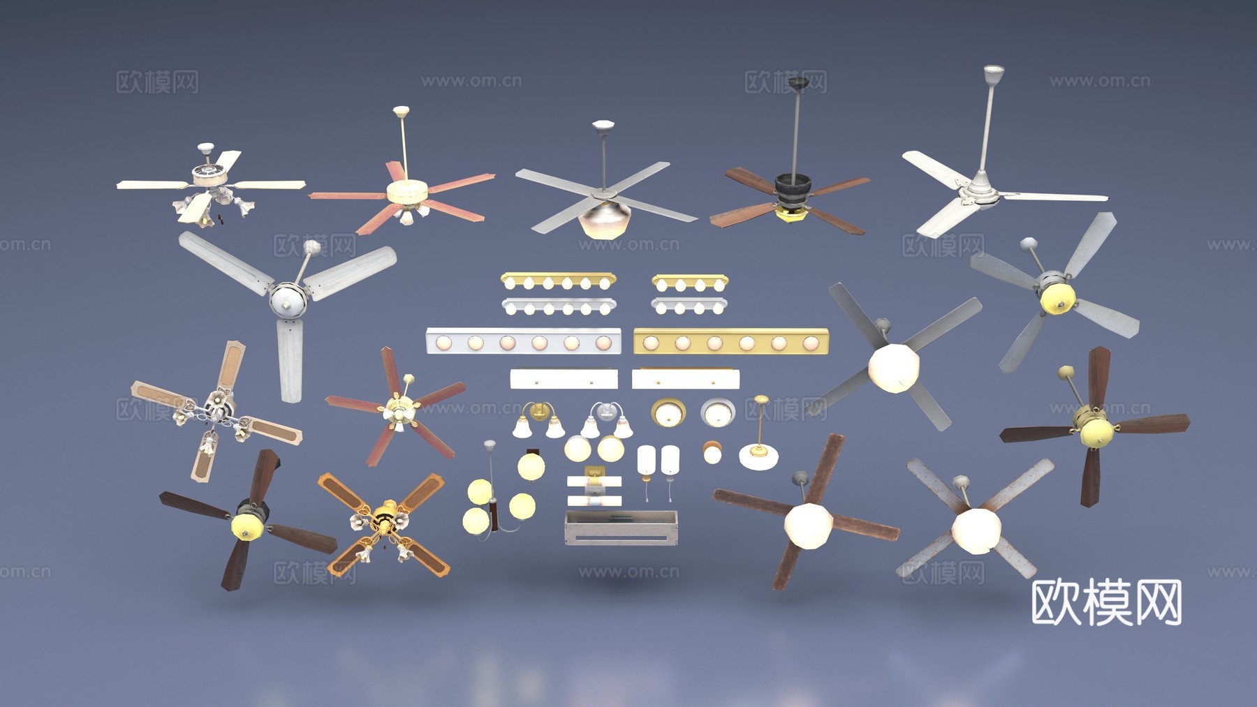现代吊灯灯具组合3d模型