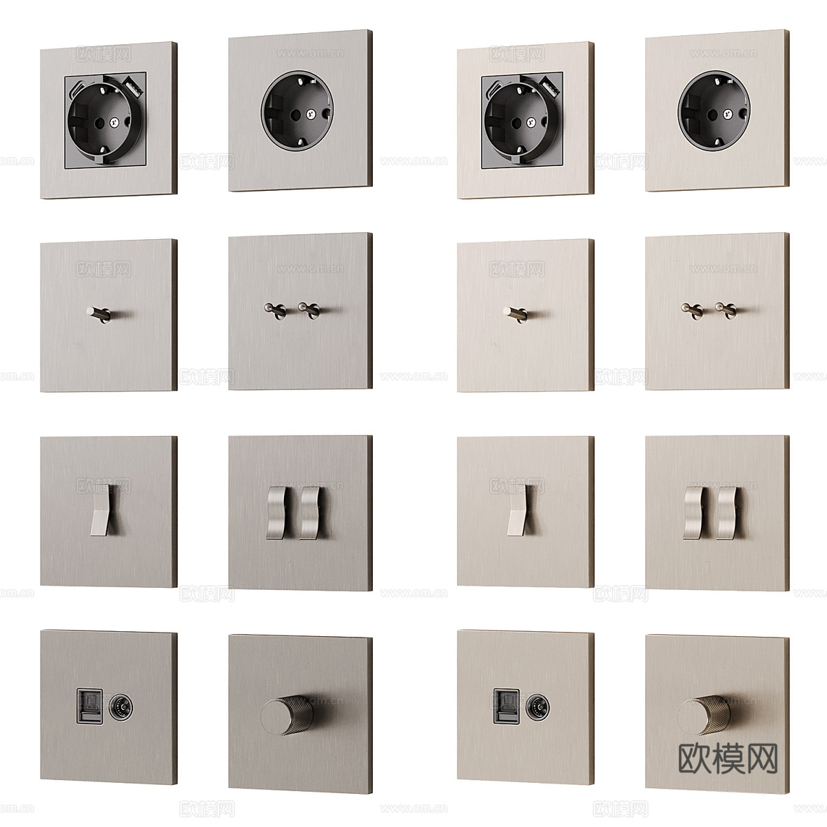 现代意式轻奢 Donel N96 系列开关插座3d模型下载（渲染图5）