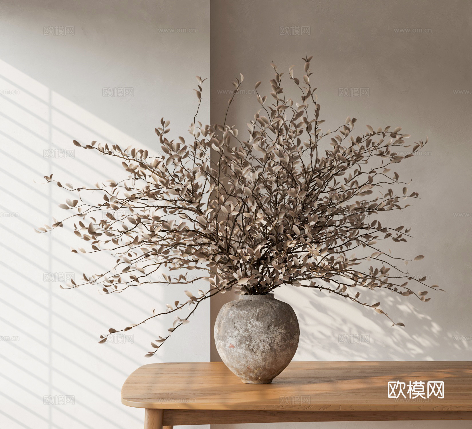 侘寂花瓶摆件 干枝花瓶 陶罐 罐子 旧罐子3d模型