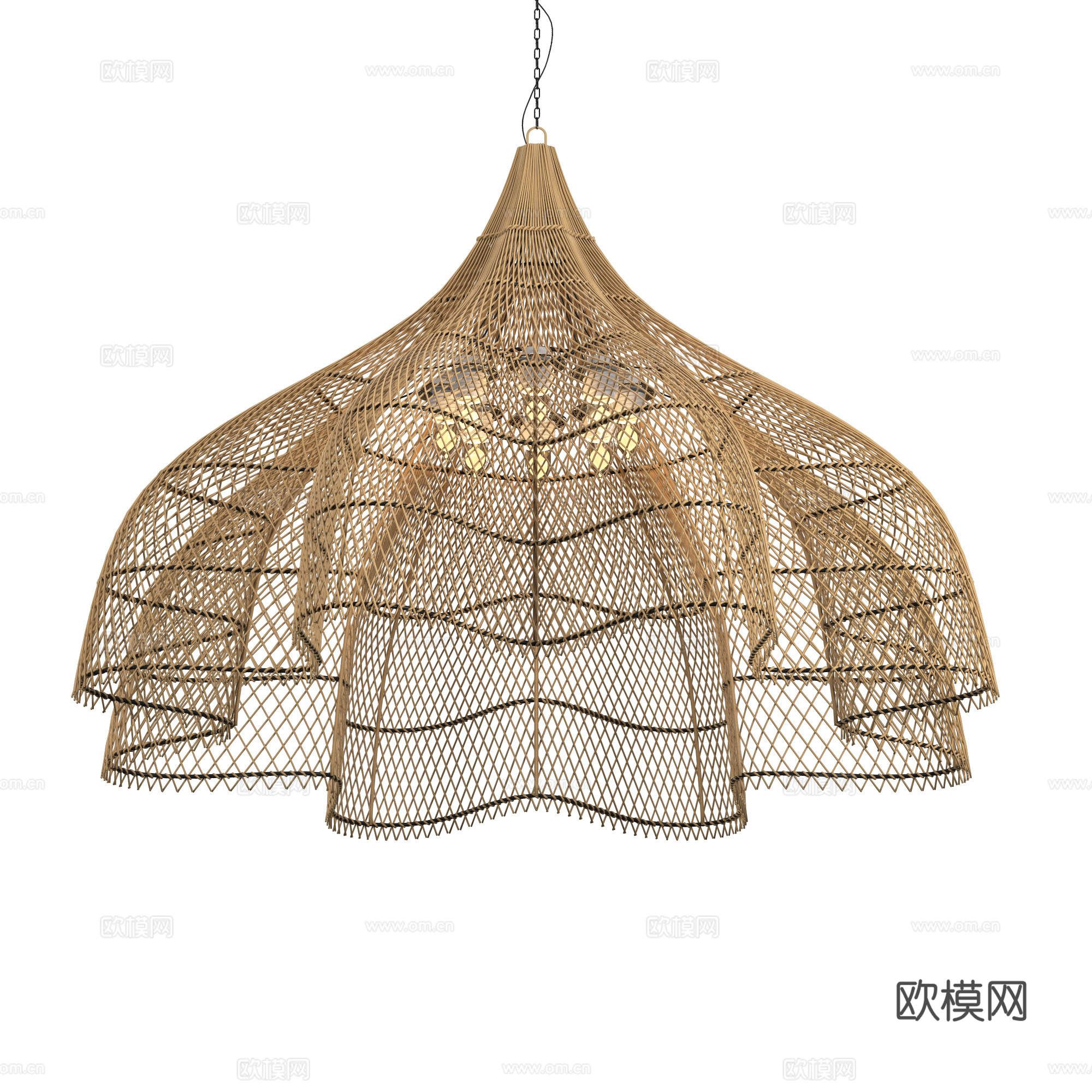 新中式侘寂藤编装饰吊灯3d模型