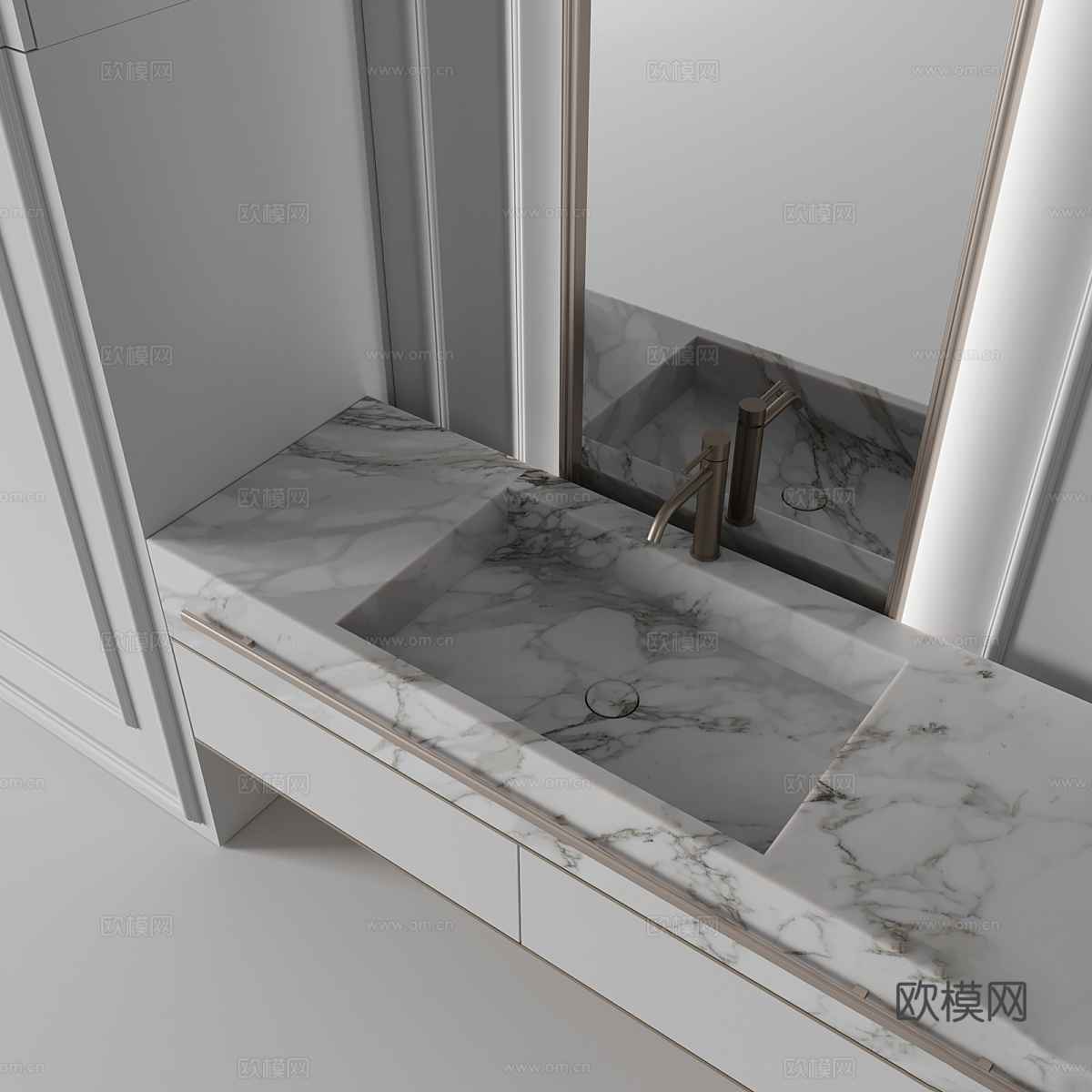 现代意式台盆柜 浴室柜3d模型