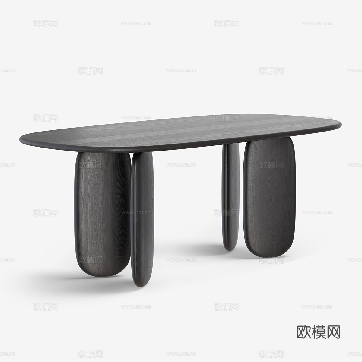 北欧简约餐桌 餐桌 简约餐桌 黑色木纹餐桌 方形餐桌3d模型