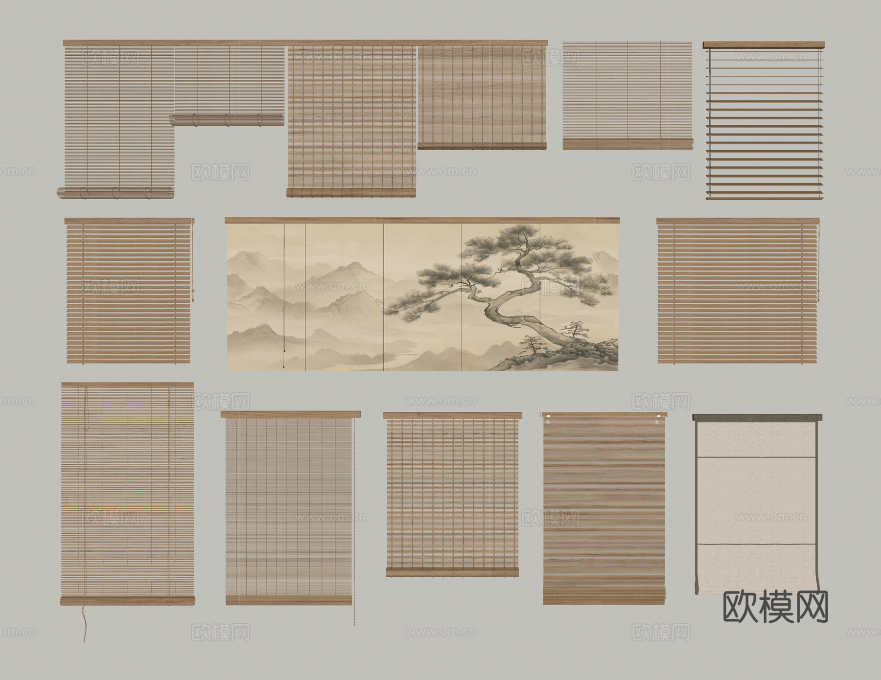 新中式宋式风百叶帘su模型