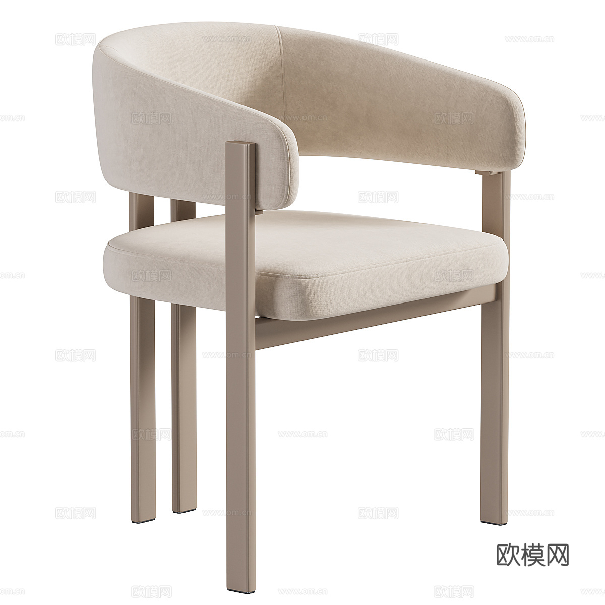 现代意式布艺木质餐椅 书椅3d模型