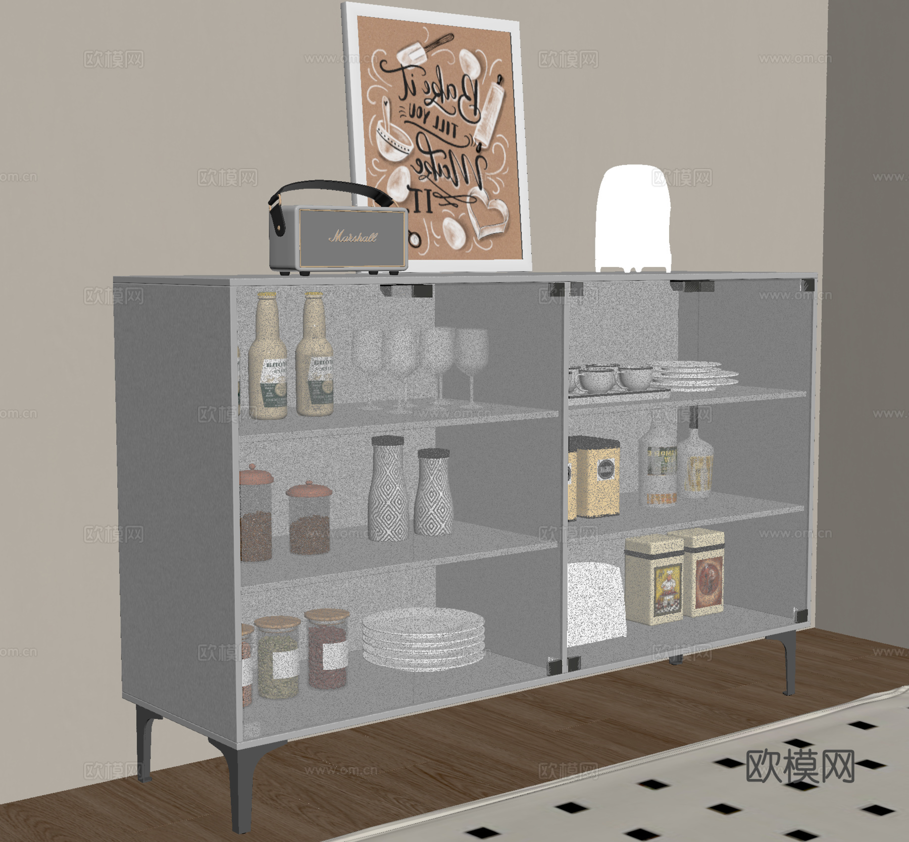 餐边柜 收纳柜 餐具柜su模型